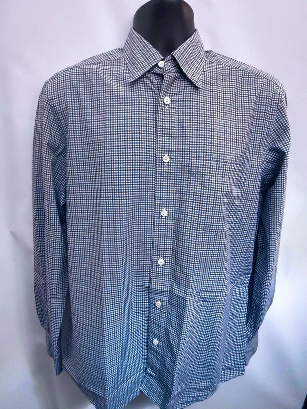 $325 ERMENEGILDO ZEGNA Shirt Mens M Button Down Gingham Check Cotton Turkey EUC - Picture 5 of 16